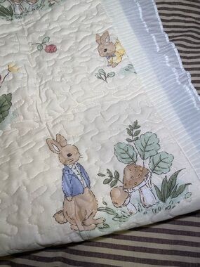 Whimsical Cottagecore Peter Rabbit Frilly 100% Cotton King Sized Pillow Case